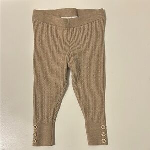 Zara Tan Knit Kids Leggings with Button Accents